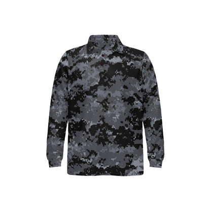 ACU Digital Black Camouflage Long Sleeve Polo Shirt For Men's