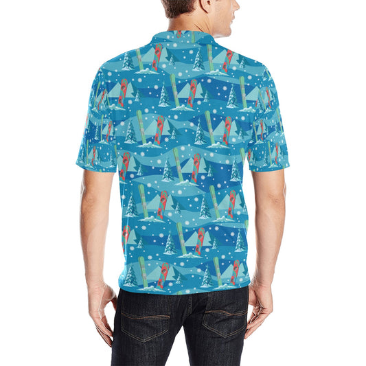 Snowboard Print Design LKS301 Men Polo Shirt