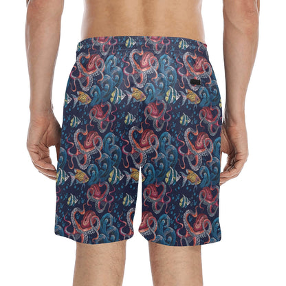 Underwater Giant Squid Print Design LKS302 Men's Swim Trunks Beach Shorts