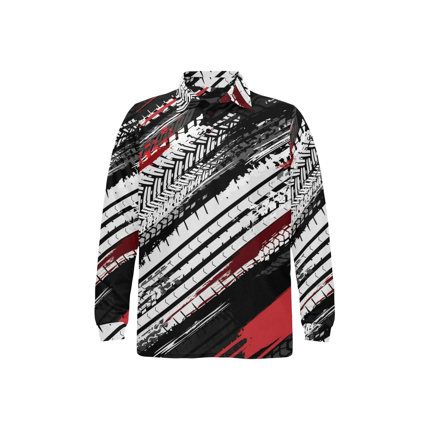 Racing Pattern Print Design A03 Long Sleeve Polo Shirt For Men's