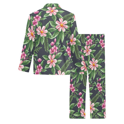 Summer Floral Pattern Print Design SF010 Men's Long Pajama Set