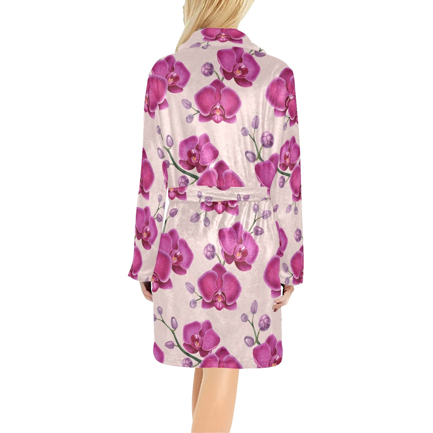 Orchid Pattern Print Design A02 Women's Fleece Robe