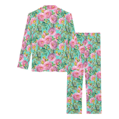 Dahlia Pattern Print Design DH07 Women's Long Pajama Set