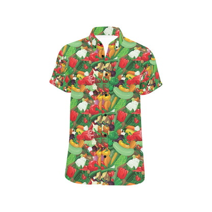 Salad Mix Vegetableprint Design LKS301 Men Short Sleeve Button Up Shirt
