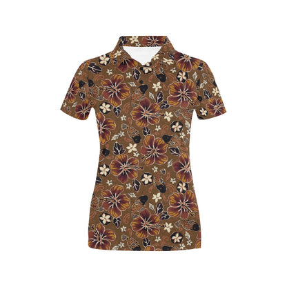 Hawaiian Themed Pattern Print Design H01 Women's Polo Shirt