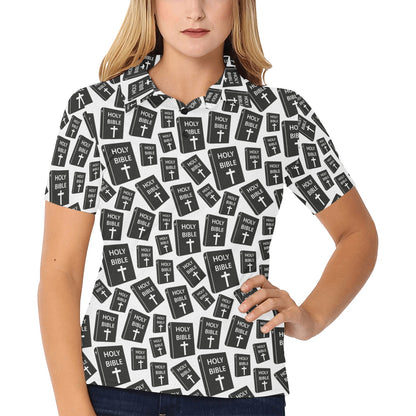 Christian Holy Bible Book Pattern Women's Polo Shirt