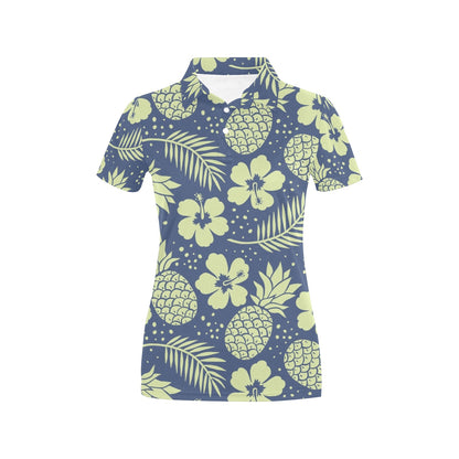 Pineapple Pattern Print Design PP07 Women's Polo Shirt