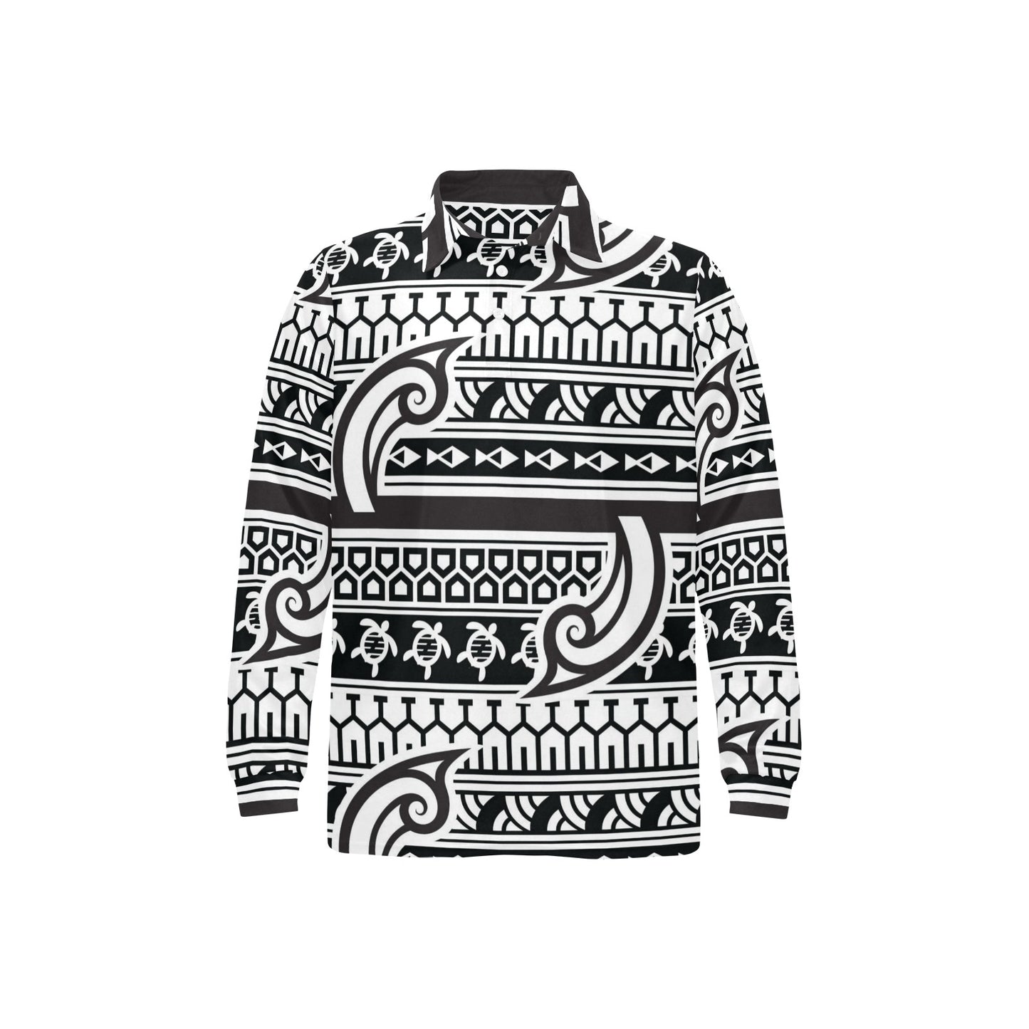 Samoan Style Print Design LKS305 Long Sleeve Polo Shirt For Men's