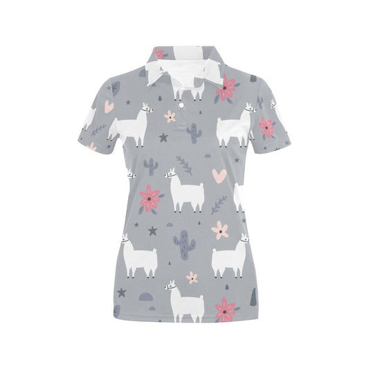 Llama Pattern Print Design 010 Women's Polo Shirt