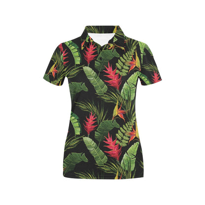 Bird Of Paradise Pattern Print Design BOP010 Women's Polo Shirt