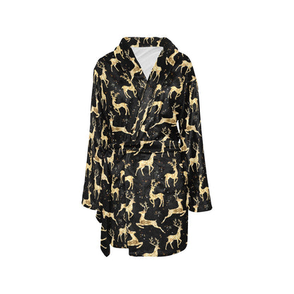 Deer Gold Pattern Women's Fleece Robe