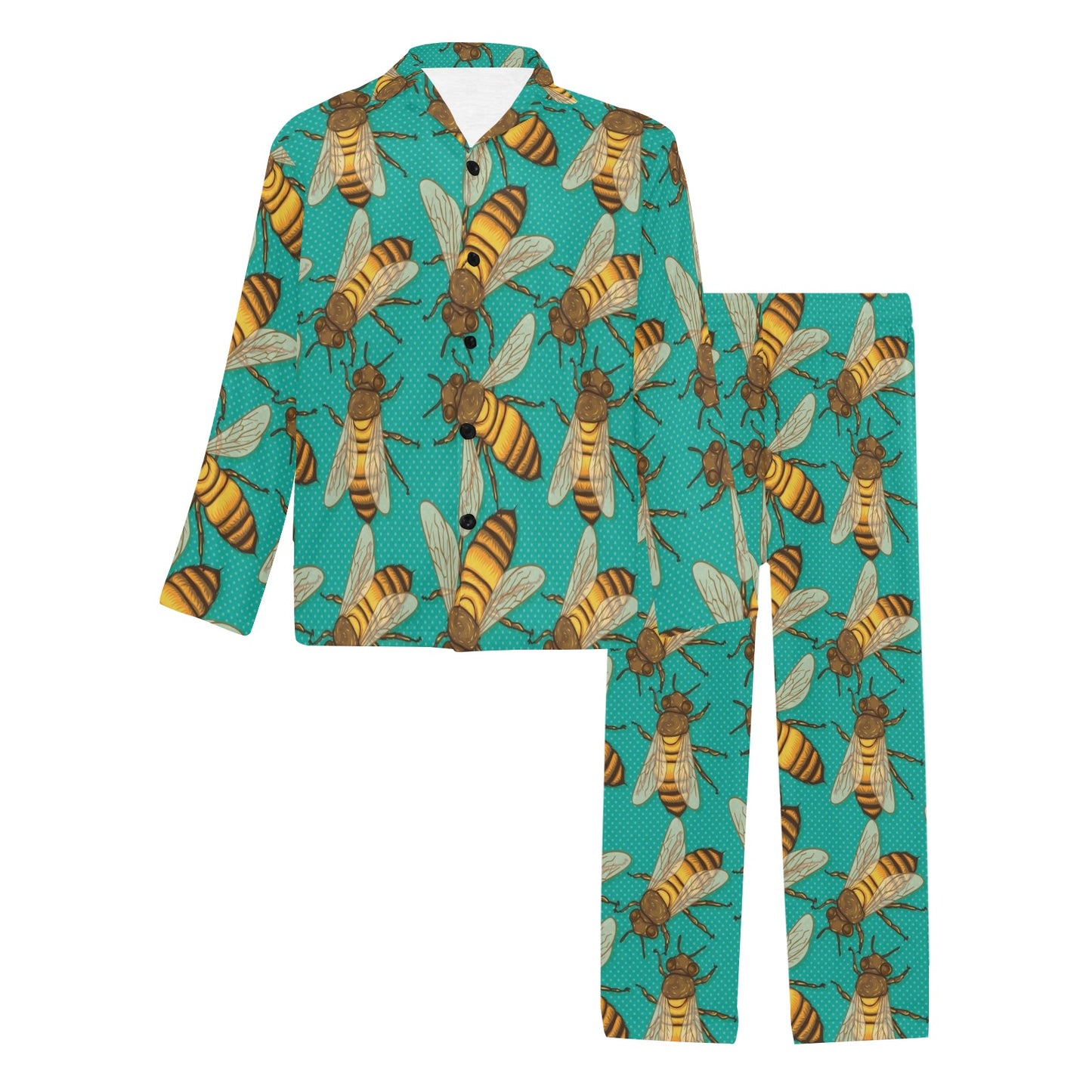 Bee Pattern Print Design BEE04 Men's Long Pajama Set
