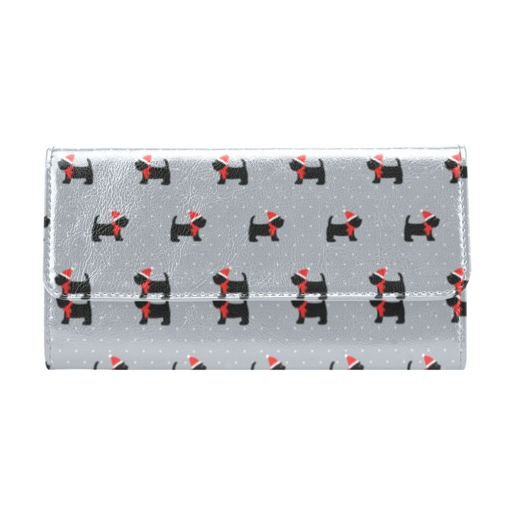 Scottish Christmas Themed Terriers Print Design LKS3018 Women's Trifold Wallet