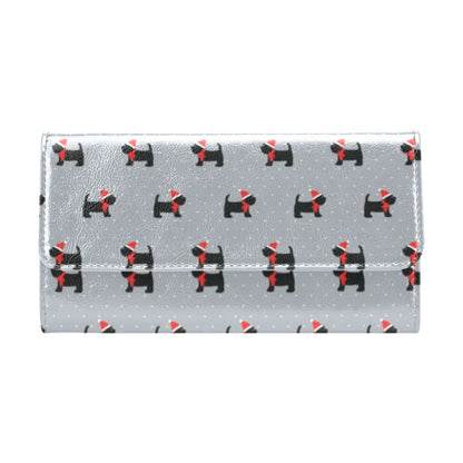 Scottish Christmas Themed Terriers Print Design LKS3018 Women's Trifold Wallet