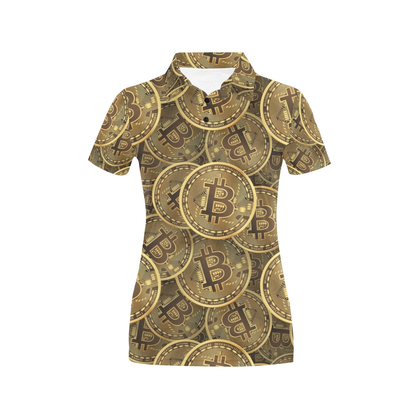 Bitcoin Pattern Print Design DO01 Women's Polo Shirt