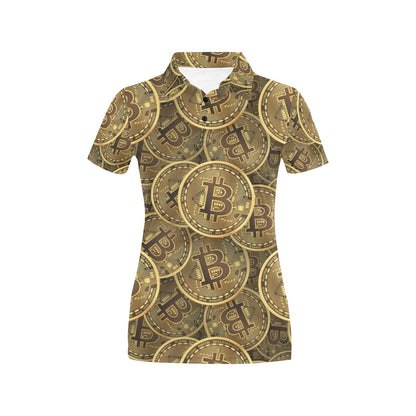Bitcoin Pattern Print Design DO01 Women's Polo Shirt