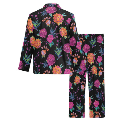 Marigold Pattern Print Design MR02 Men's Long Pajama Set
