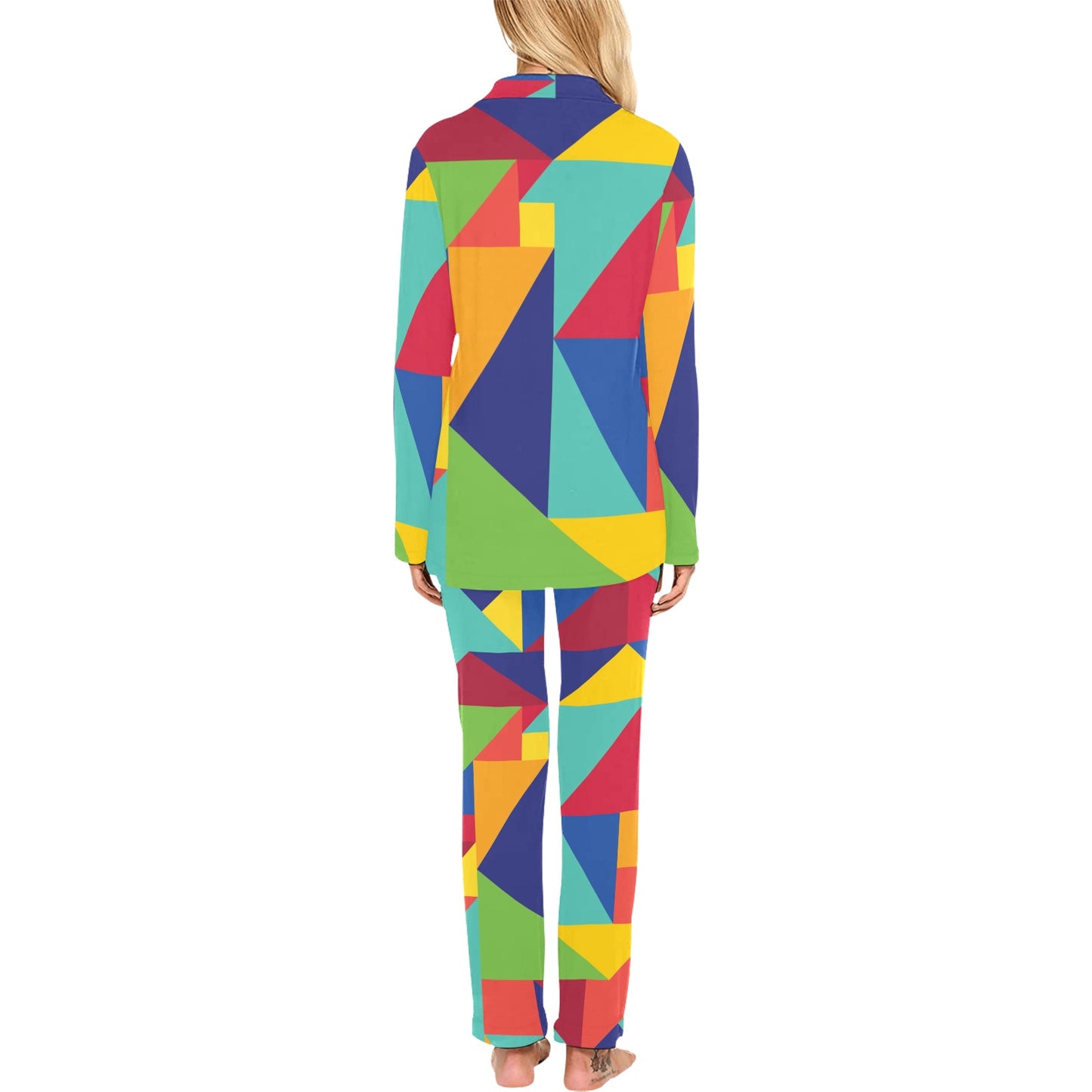 Mosaic Pattern Print Design 01 Women's Long Pajama Set