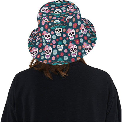 Sugar Skull Print Design LKS308 Unisex Bucket Hat