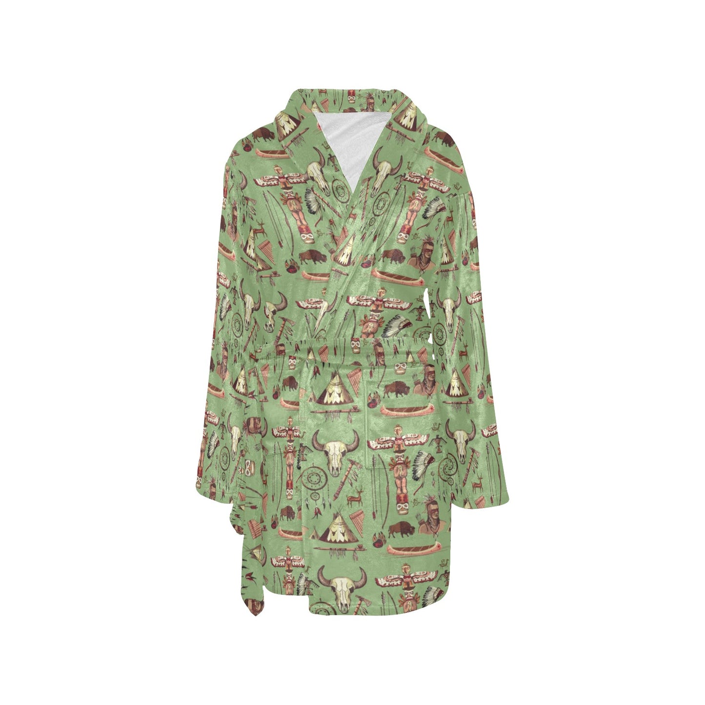 Native Indian Themed Design Print Women's Fleece Robe