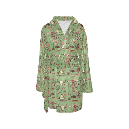Native Indian Themed Design Print Women's Fleece Robe