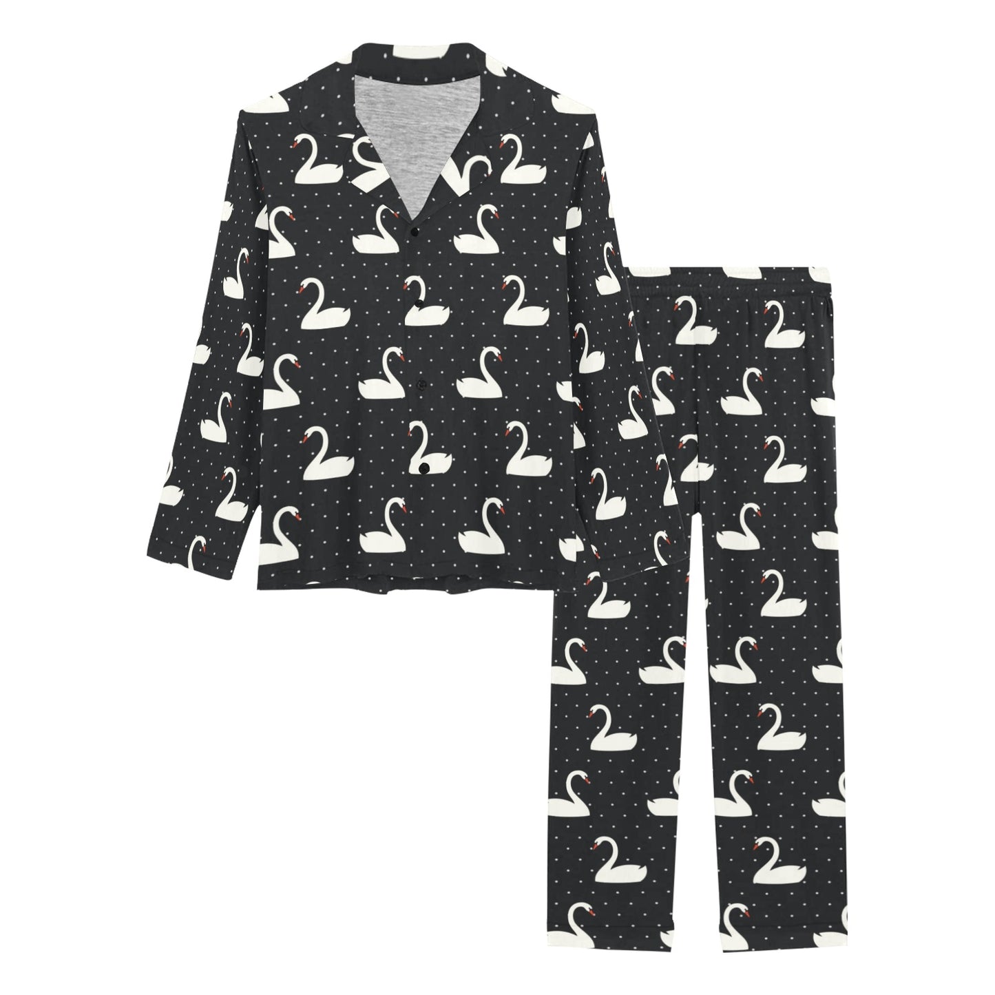 Swan Print Design LKS401 Women's Long Pajama Set