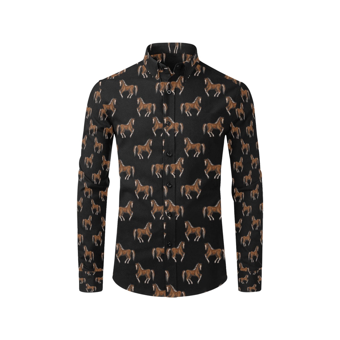Horse Print Design LKS3010 Men's Long Sleeve Dress Shirt