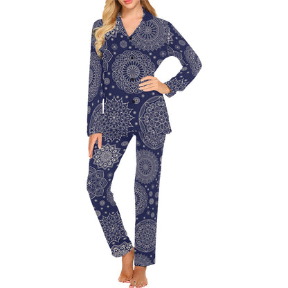 Mandala Pattern Print Design 02 Women's Long Pajama Set