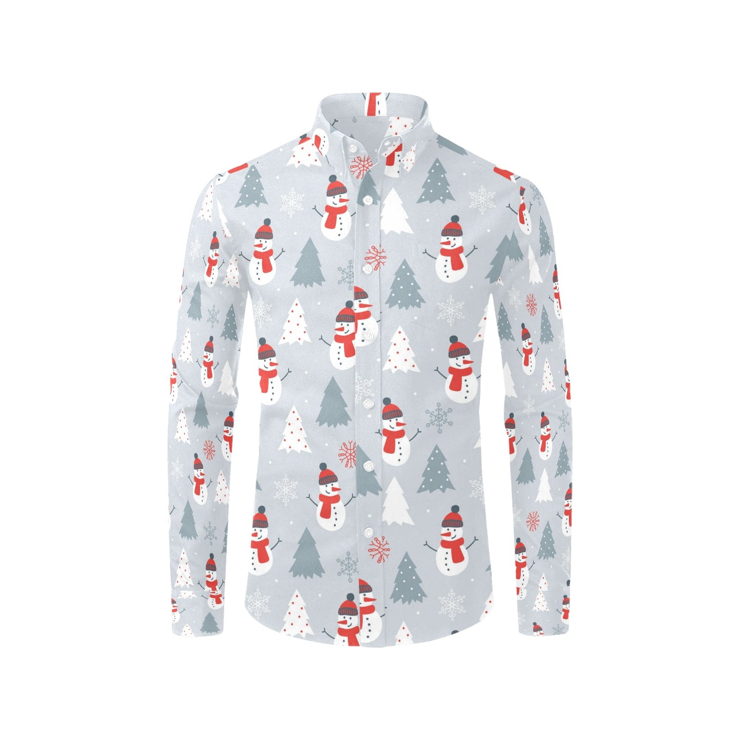 Snowman Print Design LKS302 Men's Long Sleeve Dress Shirt