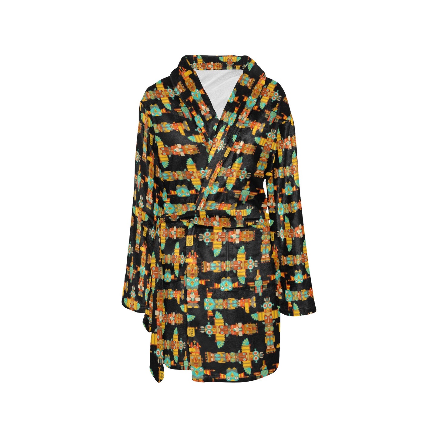 Totem Pole Cartoon Print Women's Fleece Robe