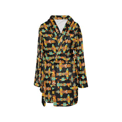 Totem Pole Cartoon Print Women's Fleece Robe