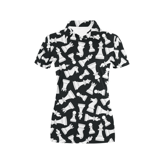 Chess Pattern Print Design 01 Women's Polo Shirt