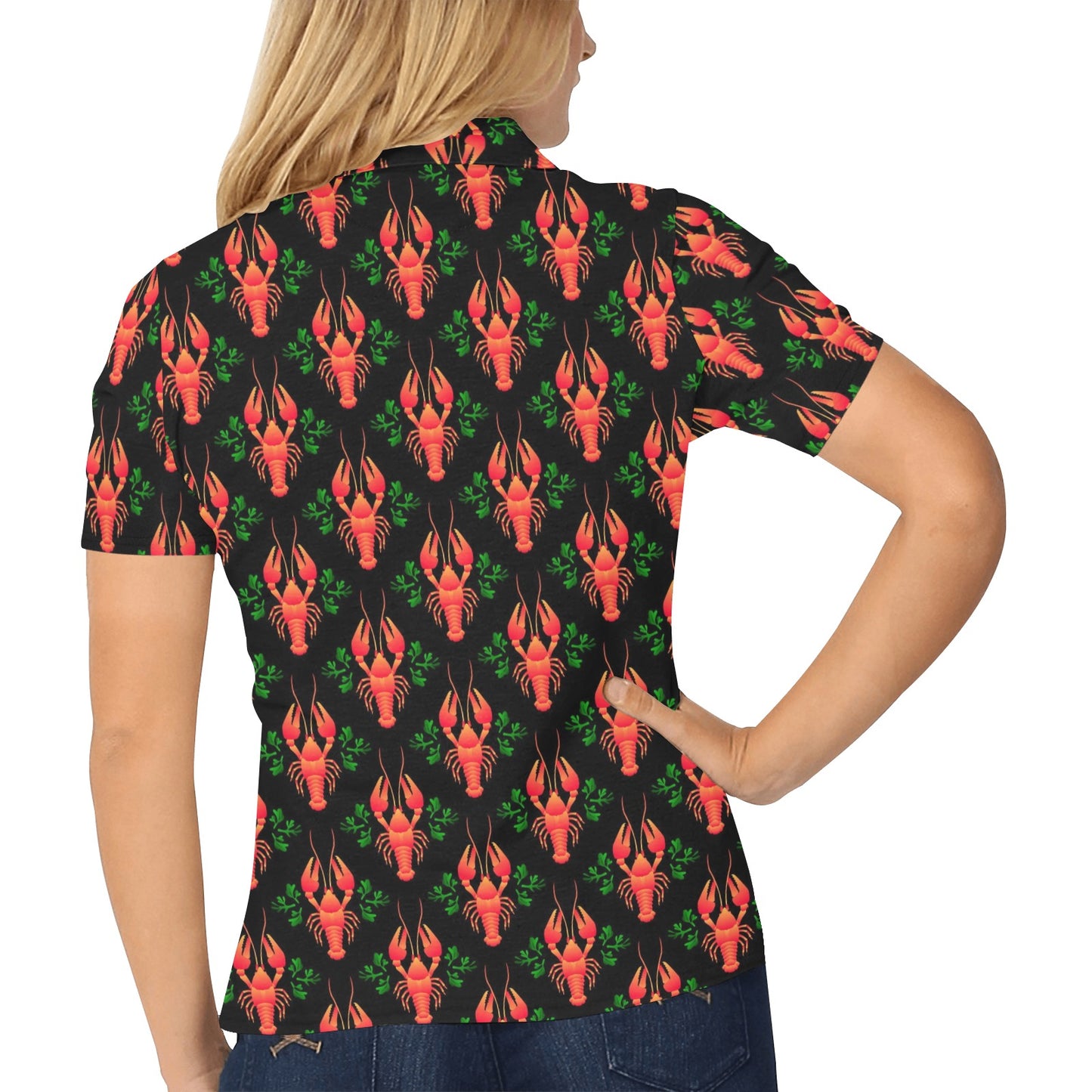 Lobster Print Design LKS403 Women's Polo Shirt