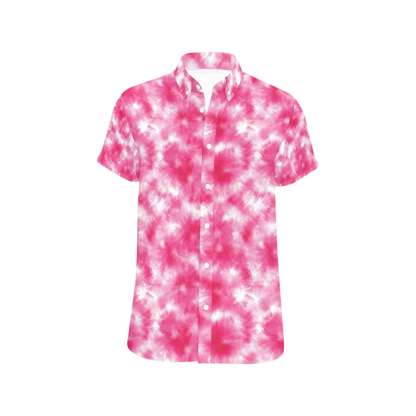 Tie Dye Pink Print Design LKS304 Men Short Sleeve Button Up Shirt