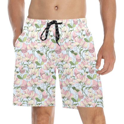 Sweet Pea Print Design LKS304 Men's Swim Trunks Beach Shorts