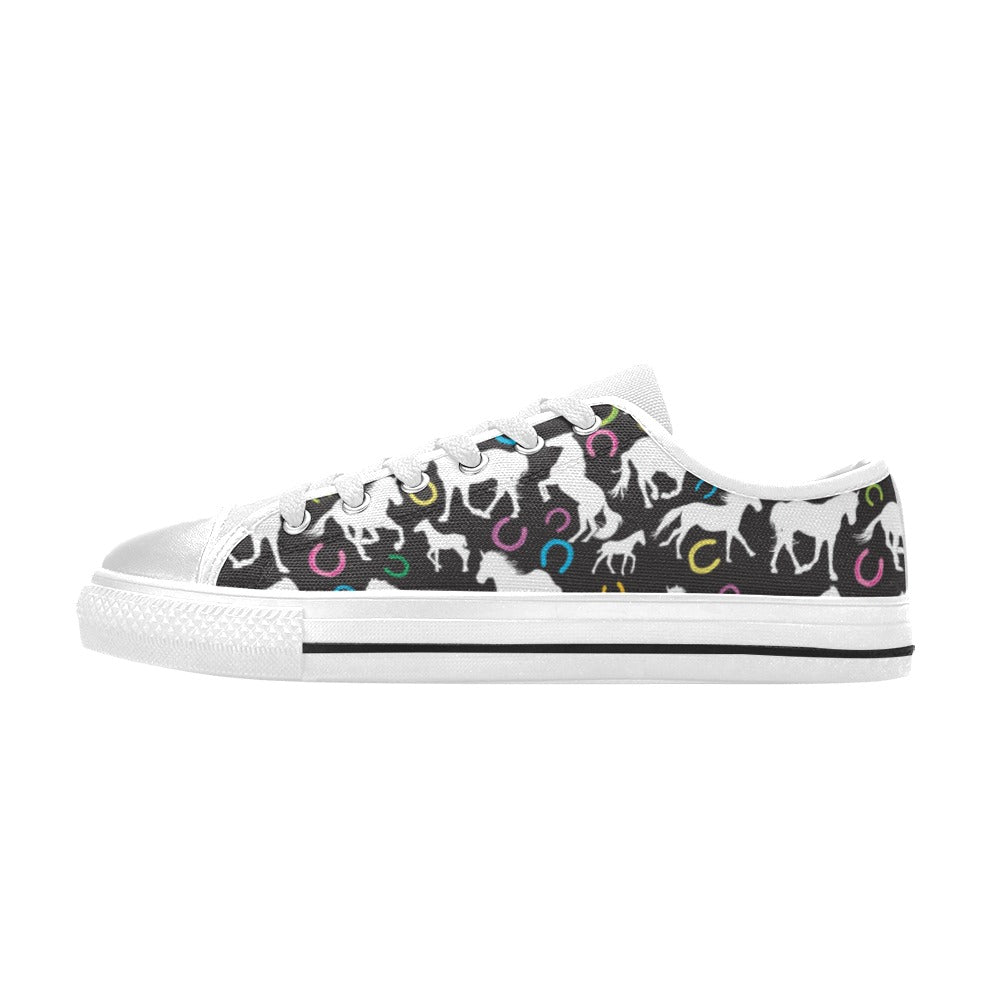 Horse Hoof Colorful Print Design LKS301 Women's White Low Top Shoes