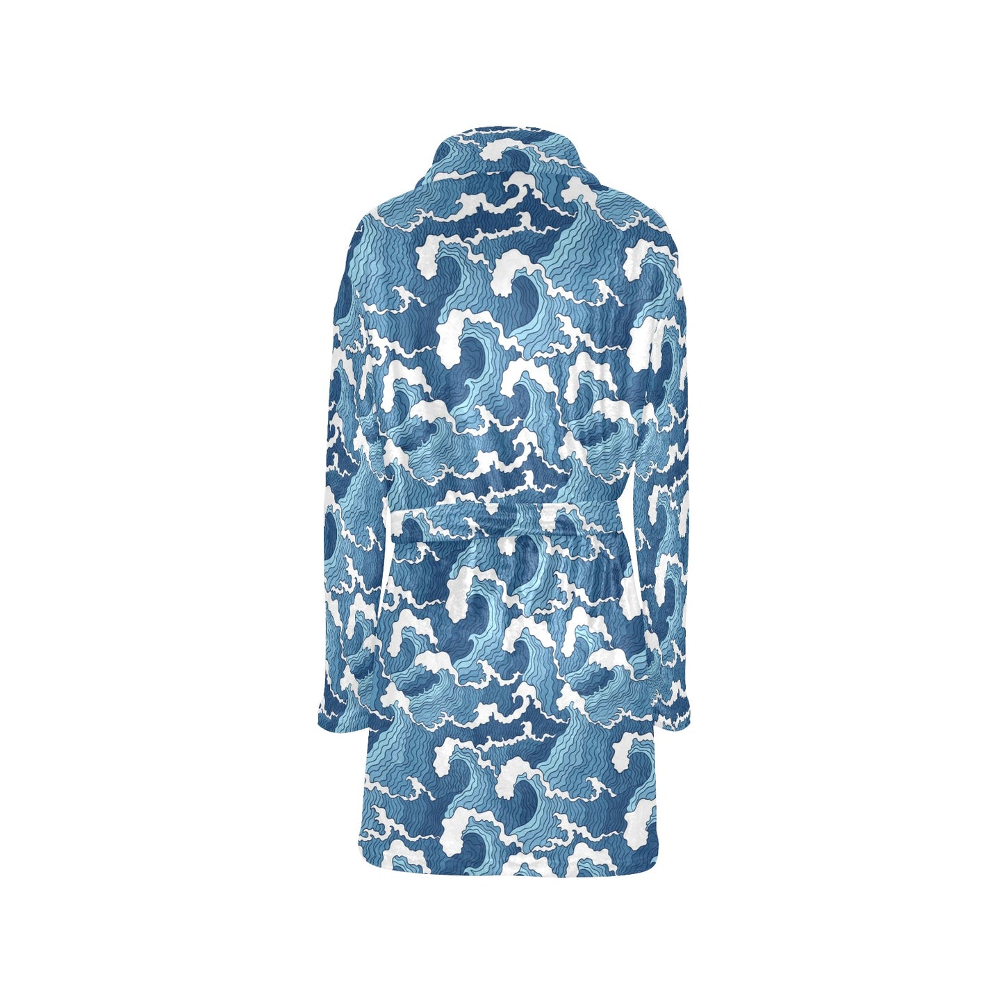 Wave Themed Pattern Print Women's Fleece Robe