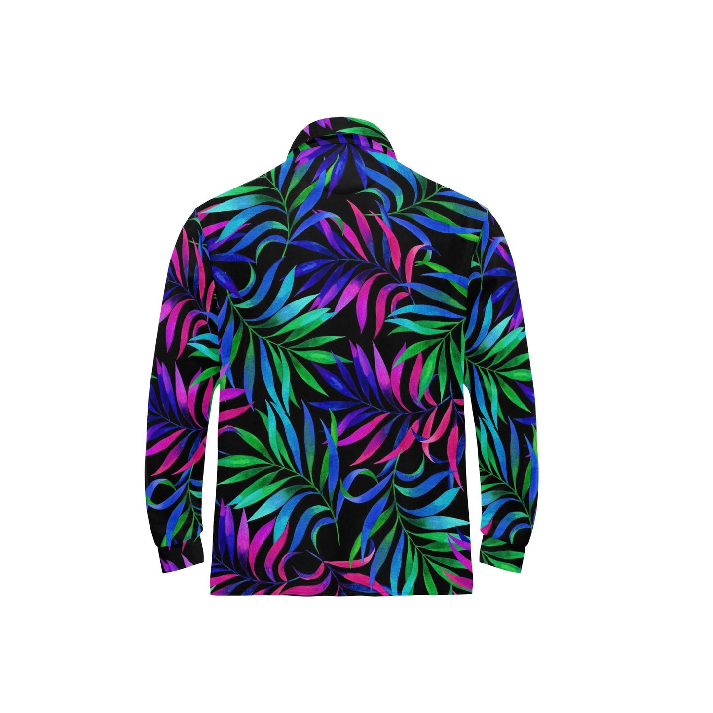 Tropical Flower Pattern Print Design TF010 Long Sleeve Polo Shirt For Men's