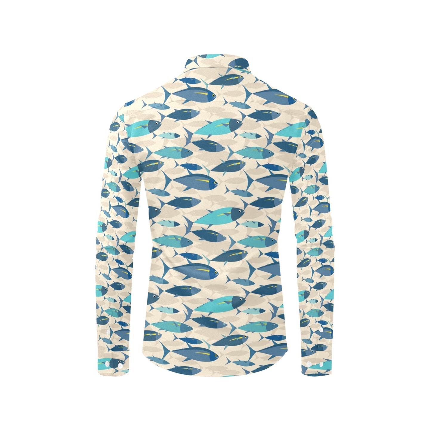 Tuna Fish Print Design LKS302 Men's Long Sleeve Dress Shirt