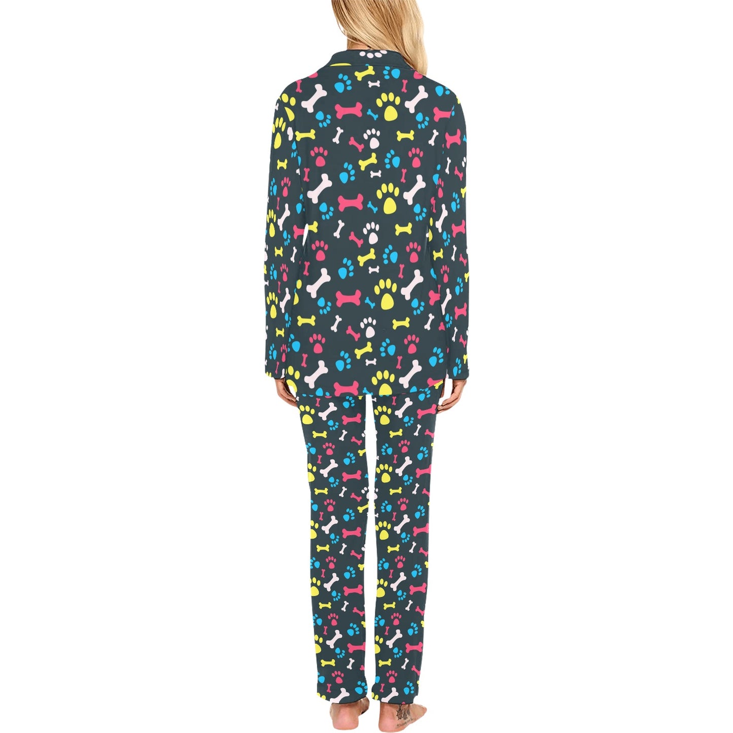 Paw Design Print Women's Long Pajama Set