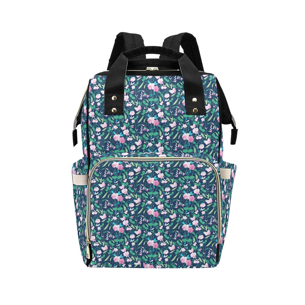Sweet Pea Print Design LKS303 Diaper Bag Backpack