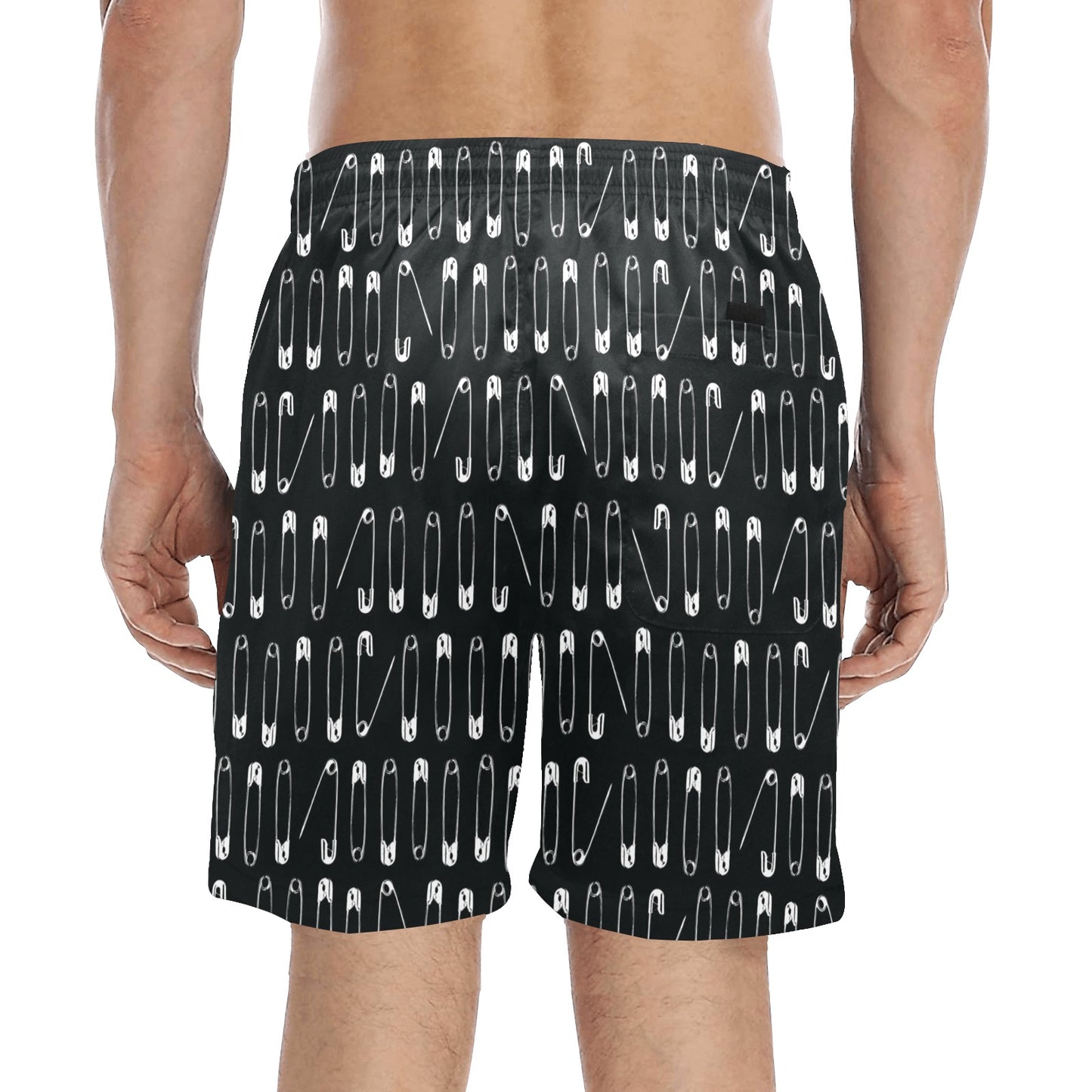Safety Pin Print Design LKS302 Men's Swim Trunks Beach Shorts