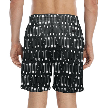 Safety Pin Print Design LKS302 Men's Swim Trunks Beach Shorts