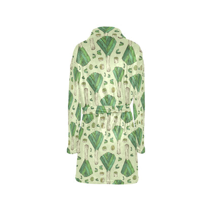 Leek Pattern Print Design 04 Women's Fleece Robe