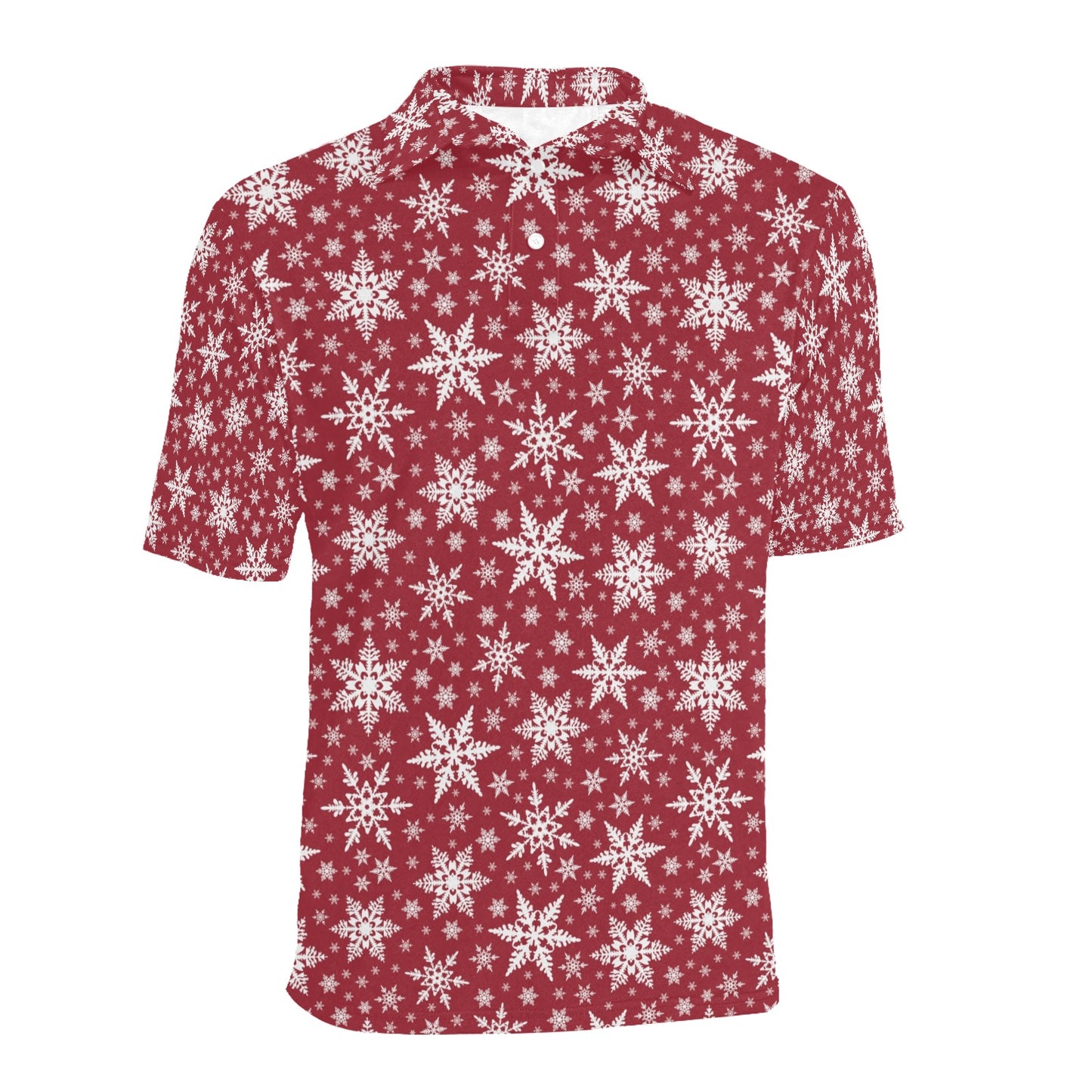 Snowflake Red Print Design LKS302 Men Polo Shirt
