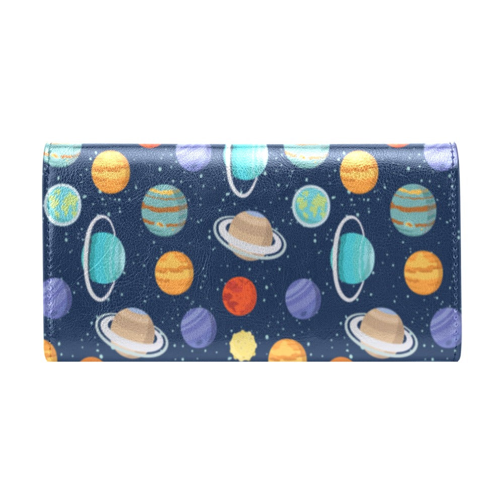 Planet With Star Print Design LKS303 Women's Trifold Wallet