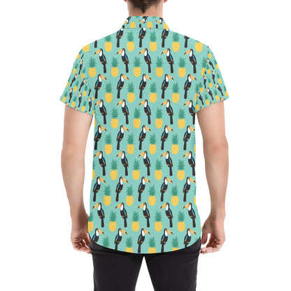 Toucan Print Design LKS301 Men Short Sleeve Button Up Shirt