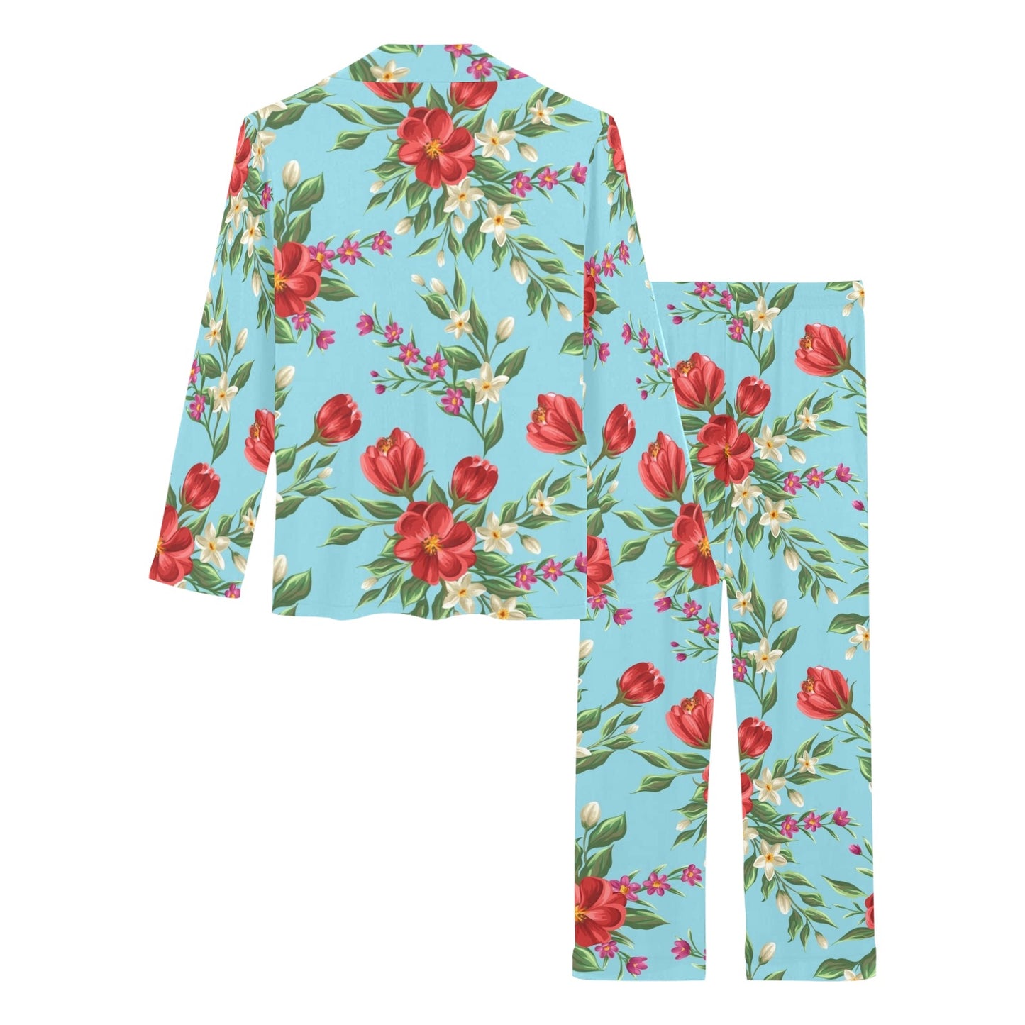 Summer Floral Pattern Print Design SF011 Women's Long Pajama Set