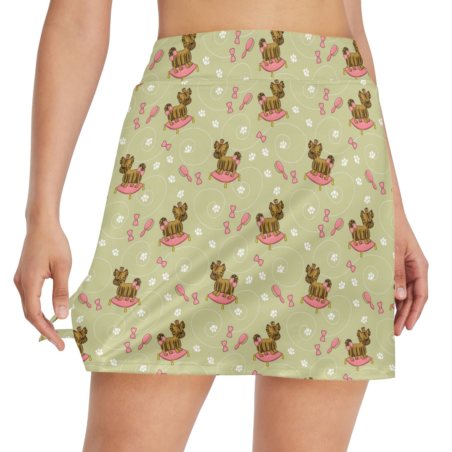 Yorkshire Cute Terriers Print Design LKS301 17" Golf & Pickleball Skort with Pockets