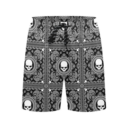 Bandana Skull Print Design LKS303 Men's Swim Trunks Beach Shorts